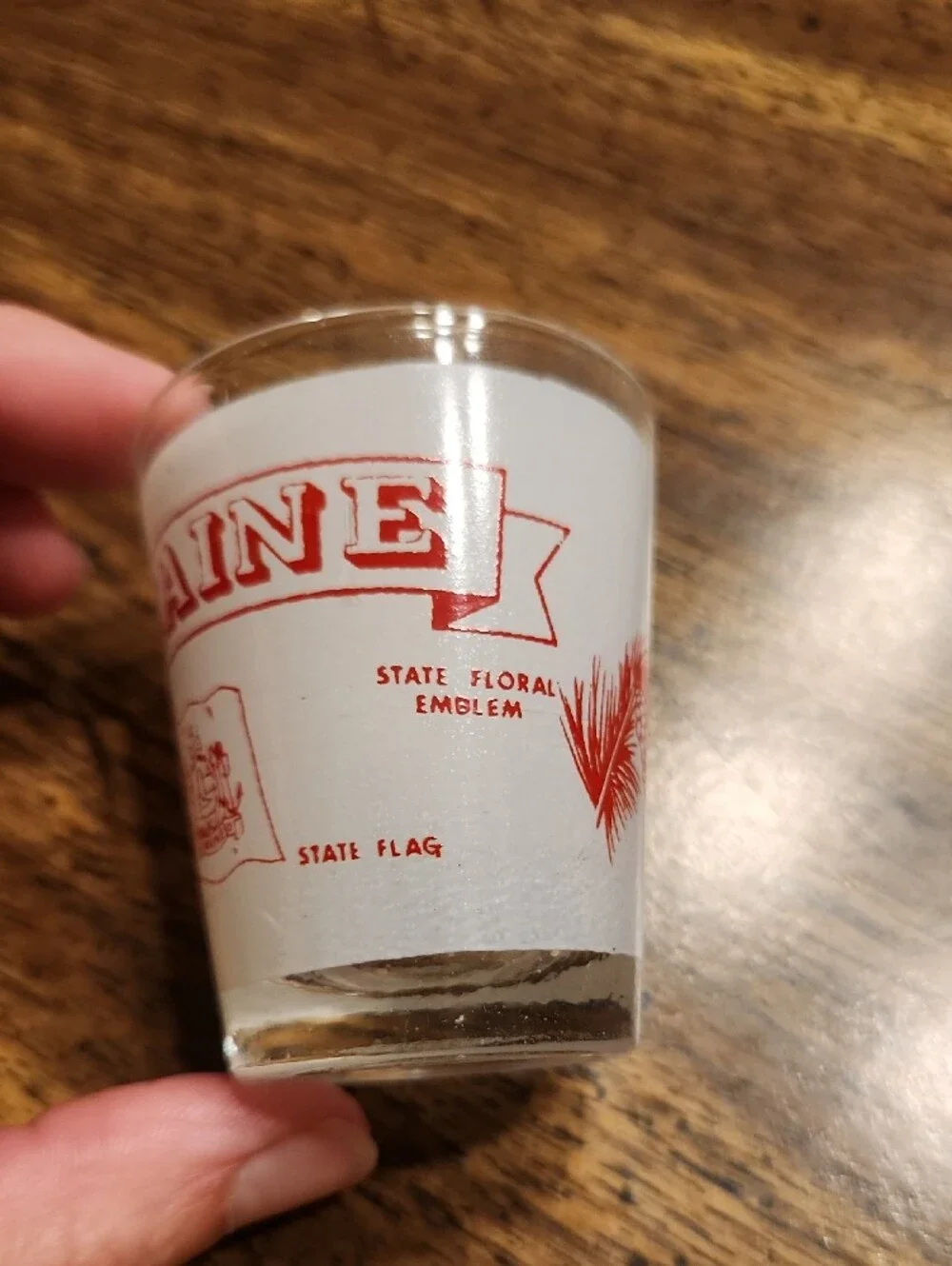 Maine Red Printed Shot Glass - Classic Souvenir